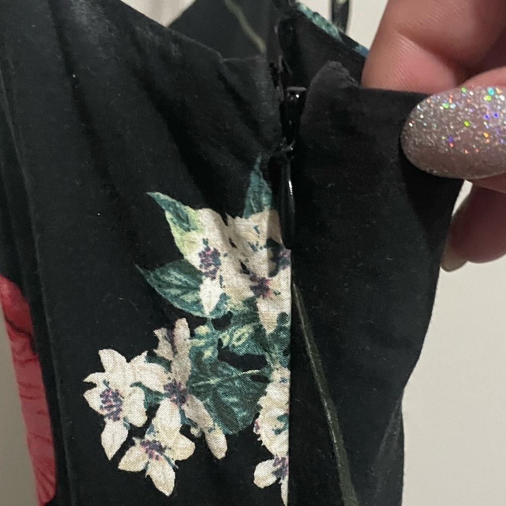 Old Navy Floral Skater Mini Dress Black Smocked Cami Medium - Picture 8 of 10